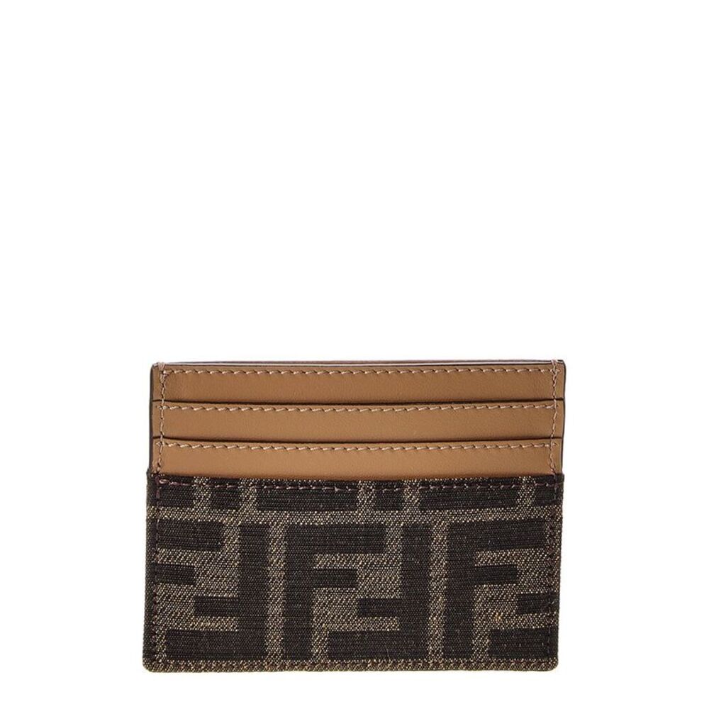Fendi Baguette Ff Jacquard & Leather Card Case, Green